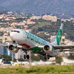Avion de la compagnie aérienne Transavia sur les pistes de l'Aéroport Nice Côte d'Azur