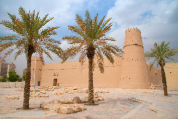 Riyad : batiment et palmiers