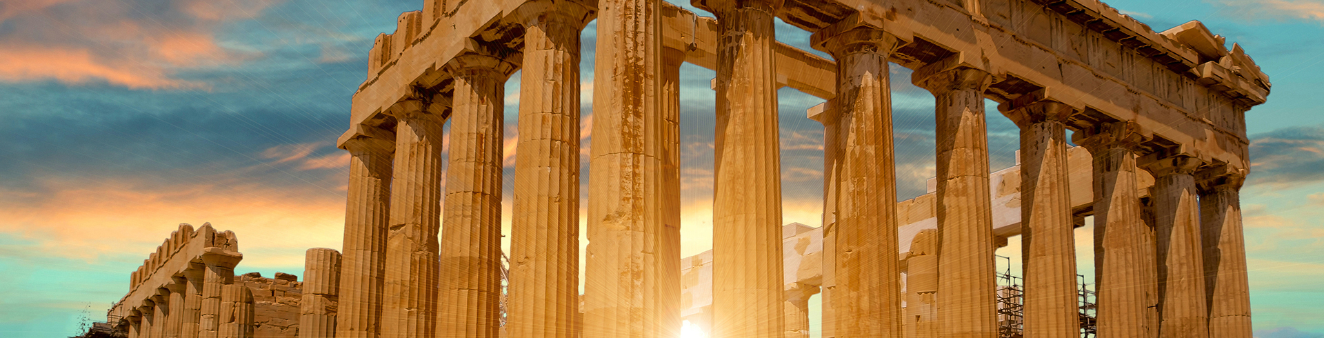 Coucher de soleil sur le Parthenon à Athènes