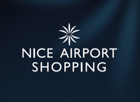 logo Nice Airport Shopping sur fond bleu